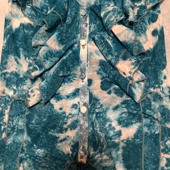 INC Turquoise ruffle blouse - Picture 4 of 4